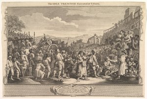 The Idle Prentice Executed at Tyburn: Industry and Idleness, levy 11, 30. syyskuuta 1747. tekijältä William Hogarth