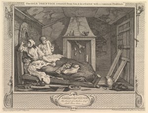 Idle Prentice palasi mereltä ja katossa tavallisen prostitutin kanssa..., 30. syyskuuta 1747. tekijältä William Hogarth
