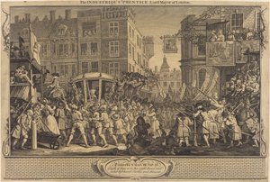 Ahkera Lontoon Prentice Lord-pormestari tekijältä William Hogarth
