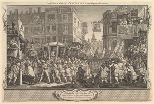 The Industrious Prentice Lord Mayor of London: Industry and Idleness, plate..., 30. syyskuuta 1747. tekijältä William Hogarth