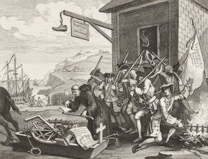The Invasion, levy 1: Ranska / Die Invasion, Blatt 1: Ranska. 1756 tekijältä William Hogarth