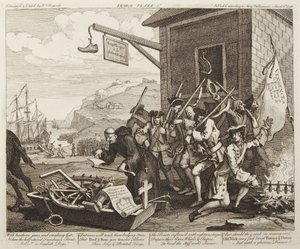 Maahantunkeutuminen, laatta 1: Ranska tekijältä William Hogarth