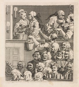 Naurava yleisö, 1733. tekijältä William Hogarth