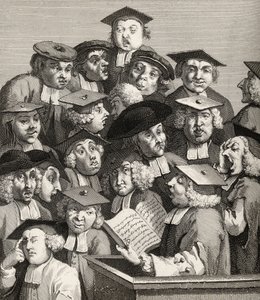 The Lecture, The Works of William Hogarth, julkaistu 1833 (litho) tekijältä William Hogarth
