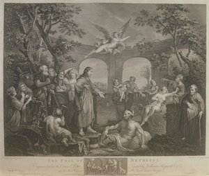 Bethesdan allas, kaiverrettu J. M. Delatre ja Simon Francis Ravenet, julkaissut John Boydell (1719-1804) 1772