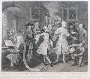Rakes Levee, levy II, julkaisusta A Rakes Progress, 1735 tekijältä William Hogarth