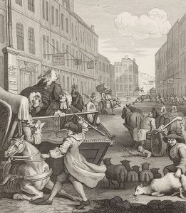 julmuuden toinen vaihe. Lähde: The Four Stages of Cruelty / The four stages of cruelty. 1751 tekijältä William Hogarth