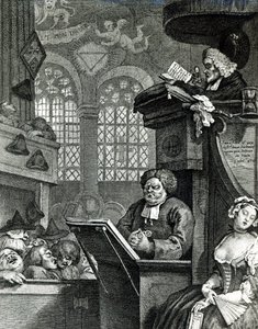 Nukkuva seurakunta, 1736 tekijältä William Hogarth