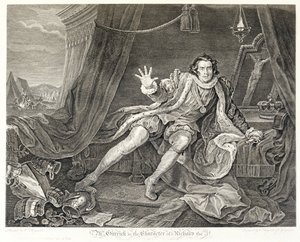 Näyttelijä David Garrick Richard III:n roolissa, 1746 tekijältä William Hogarth