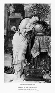 Isabella ja basilikan ruukku, s. 1867 tekijältä William Holman Hunt