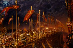 London Bridge Walesin prinssin ja prinsessan hääyönä, 1863 tekijältä William Holman Hunt