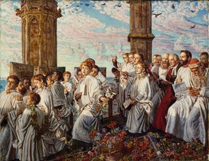 Toukokuun aamu Magdalen Collegessa, Oxford, Ancient Annual Ceremony tekijältä William Holman Hunt