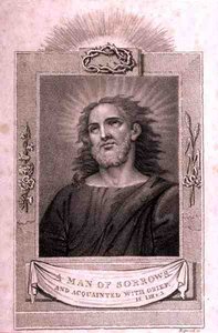 Kristuksen pää, pastori J. Milnerin teoksesta "The History and Life of Our Blessed Lord and Saviour Jesus Christ", jonka on julkaissut B. Crosby.