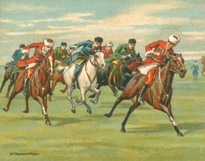 Historialliset ja modernit kilpailut, kasakkahevoskilpailut (chromolitho)