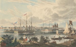 Detroitin kaupunki, Michigan: Otettu Kanadan rannalta lähellä lauttaa, julkaistu 1837.