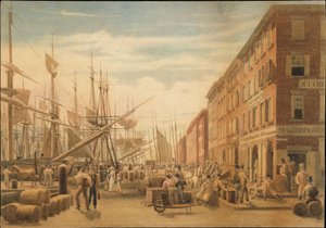 Näkymä South Streetille Maiden Lanelta, New York City tekijältä William James Bennett