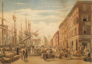Näkymä South Streetille, Maiden Lane, New York City, n. 1827.