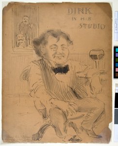 Dink hänen studiossaan, n. 1895 (grafiitti ja puuhiili bristollevyllä) tekijältä William James Glackens