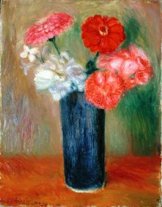 Kukat sinisessä maljakossa (öljy kankaalle) tekijältä William James Glackens