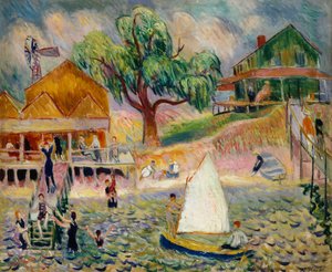 The Green Beach Cottage, Bellport, Long Island, n. 1911-1916 (öljy kankaalle) tekijältä William James Glackens