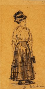 Nainen mustassa hatussa ja mustahameessa tekijältä William James Glackens