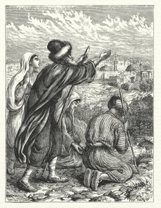 Juutalaisia pyhiinvaeltajia Jerusalemin näköpiirissä (kaiverrus) tekijältä William James Webbe