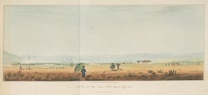 Näkymä Kapkaupungista, Table Baystä ja Tygerbergistä, julkaisusta Travels in the Interior of Southern Africa, voi. 1 tekijältä William John (after) Burchell