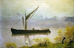Kevätaamu Thamesilla (öljy paneelissa)