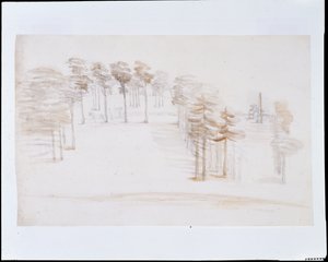 Chiswick, näkymä korotetusta pisteestä Orange Tree Garden Temple -temppelin yläpuolella (kynä ja pesu paperille) tekijältä William Kent