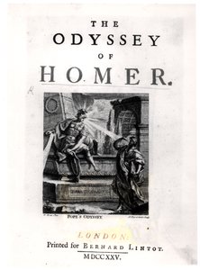 Pierre Fourdrinier (fl.1720-60) kaivertaman Homerin Odysseian otsikkosivu