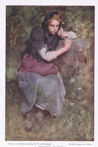 Mietteliäs piika, vuonna 1916 julkaistusta "Bibby Annualista" (värilitho) tekijältä William Lee Hankey