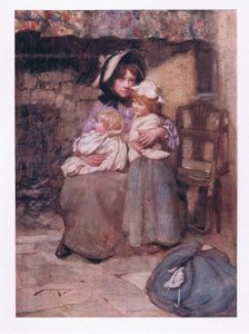 Ja suuteli hänen ajattelemattomia lapsiaan monilla kyyneleillä, ja taputti heitä lähelle, surussa kaksinkertaisesti rakas (väri litho) tekijältä William Lee Hankey