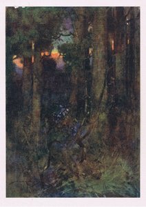 Ne mattametsät, joissa linnut unohtivat laulaa, mutta hiljaiset lepakot uneliaisissa rypäissä takertuvat (väri litho) tekijältä William Lee Hankey