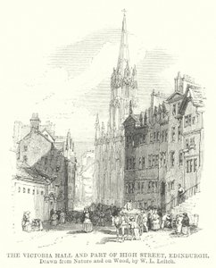 Victoria Hall ja osa High Streetiä, Edinburgh (kaiverrus)