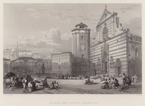 Piazza Del Duomo, Messina (kaiverrus) tekijältä William Leighton Leitch
