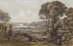 Näkymä Clydelle Erskine Ferryn yläpuolella (chromolitho)