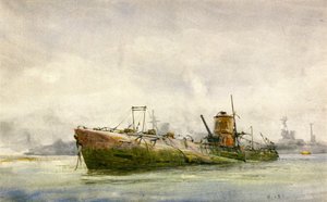 Antautunut ja rantautunut sukellusvene, Portsmouth tekijältä William Lionel Wyllie