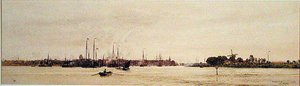 Dordrecht (akvarelli paperille) tekijältä William Lionel Wyllie