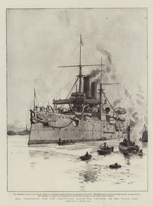 HMS Blenheim, uusi ensimmäisen luokan suojattu risteilijä, kokeilumatkallaan