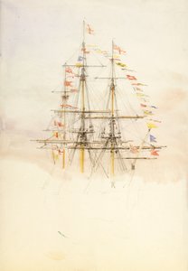 HMS "Victory":n mastot, 1800-luvun loppupuoli ja 1900-luvun alku (akvarelli, grafiitti). tekijältä William Lionel Wyllie
