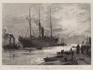 Ashantiin, hyvästi ja onnea!, Steamer Coromandel lähtee Royal Albert Dockista