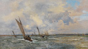 Katkarapuja kuljetetaan tuuleen päin (öljy kankaalle) tekijältä William Lionel Wyllie