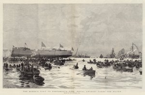 Kuningattaren vierailu Portsmouthissa, HMS Royal Arthur lähtee vesille