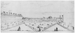 Lincolns Inn Fields, n. 1660 (kynä- ja mustepiirustus) tekijältä William Lodge