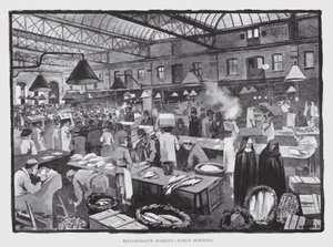Billingsgate Market, Early Morning (litho) tekijältä William Luker