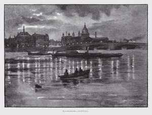 Blackfriars, Nightfall (litho) tekijältä William Luker