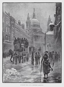 Ludgate Hill talviaamuna (litho) tekijältä William Luker