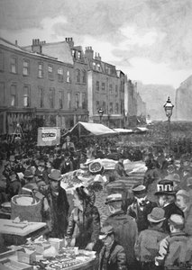 Middlesex Street Late Petticoat Lane sunnuntaiaamuna, 1891 tekijältä William Luker