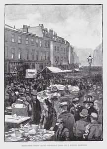 Middlesex Street, myöhäinen Petticoat Lane, sunnuntaiaamuna (litho) tekijältä William Luker