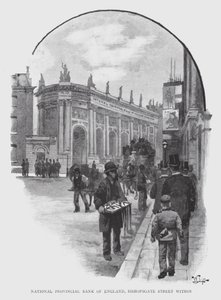 National Provincial Bank of England, Bishopsgate Street sisällä (litho) tekijältä William Luker